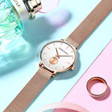 New Rose Gold Tone Elegant Stainless Steel Lady's Watch. Adjustable Multi Function Movement Quartz Wristwatches