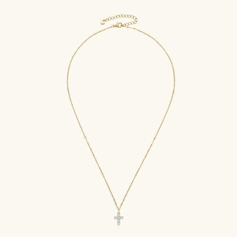 Classic Charming Colour D VVS1 Moissanite Diamonds Cross Necklace - Silver with Certificate Fine Jewellery - The Jewellery Supermarket