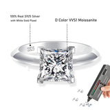Princess Cut 1ct 2ct Moissanite Diamonds Solitaire Rings For Women Sterling Silver Pass Diamond Test Wedding Rings
