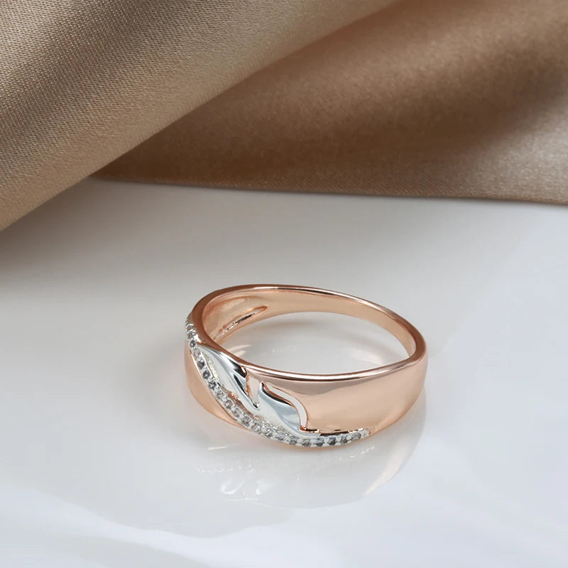 Superb 14K Filled Rose Gold And Silver Two Color AAA Zircon Diamonds Setting Fashion Slim Design Luxury Rings