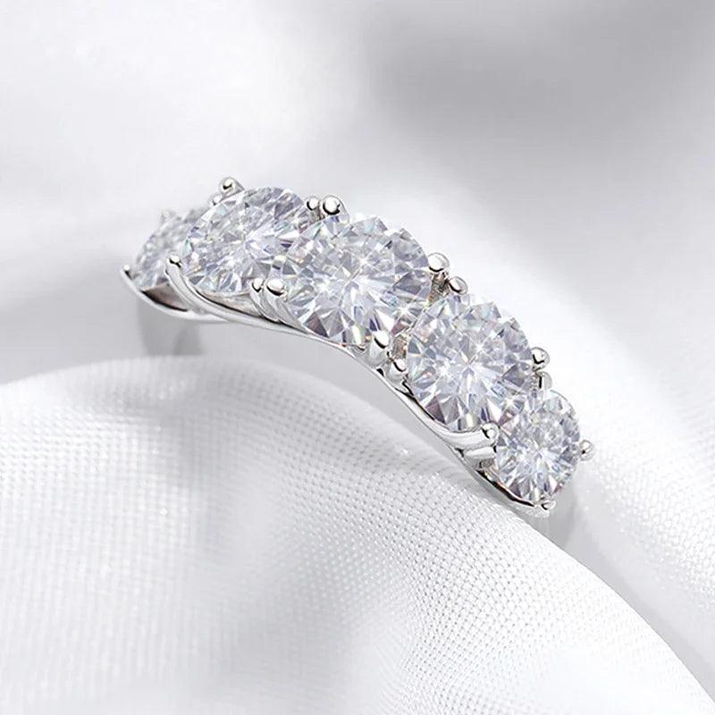 5 Stones 18KGP 3.6CT All Moissanite Sparkling Diamonds Rings for Women Engagement Wedding Sterling Silver Jewellery