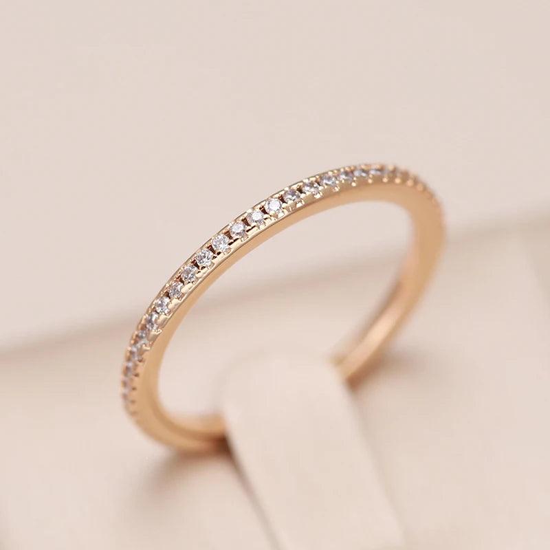 New Arrival 14K Rolled Rose Gold Single Row Micro-wax Inlay AAA Zircon Diamonds Rings - Party Trendy Fine Jewellery