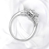 Fabulous Radiant Cut 3ct Full Moissante Diamonds Wedding Engagement Rings - Certified Plated Platinum Silver Rings