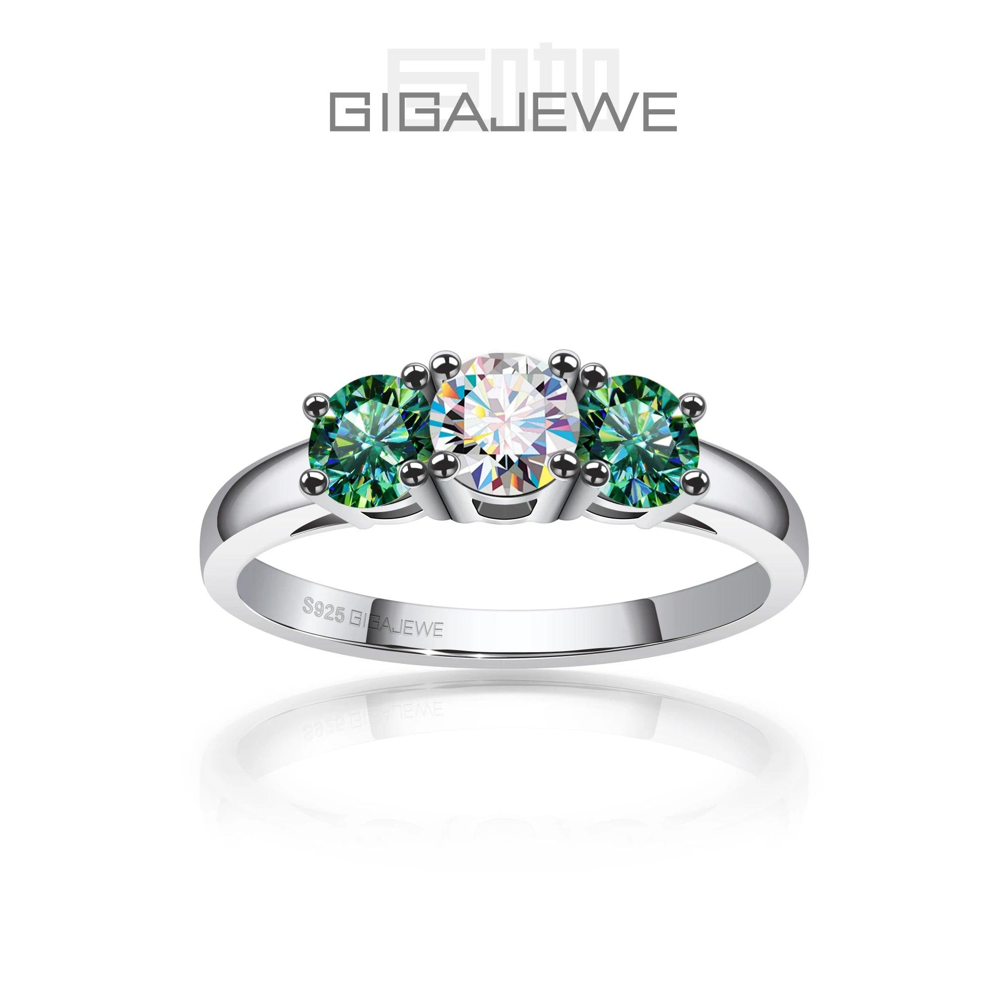 Amazing 1.0ct 4.5mm+2X4.0mm Round Cut D VVS1 Moissanite Diamonds 925 Silver Wedding Engagement Rings for Women
