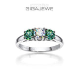 Amazing 1.0ct 4.5mm+2X4.0mm Round Cut D VVS1 Moissanite Diamonds 925 Silver Wedding Engagement Rings for Women
