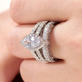 Amazing Marquise or Emerald Cut AAAAA Quality High Carbon Lab Created Diamond Luxury Ring Sets for Women - The Jewellery Supermarket