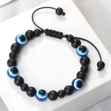 Blue Evil Eye Beaded Charm Bracelets - Natural Cat Eye Stone Opal Adjustable Lucky Yoga Jewellery - The Jewellery Supermarket