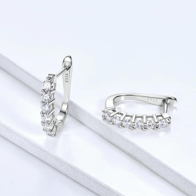Excellent 18KGP D Colour VVS1 Moissanite Diamonds Clip Hoop Earrings for Women, Silver Fine Fashion Charm Jewellery - The Jewellery Supermarket