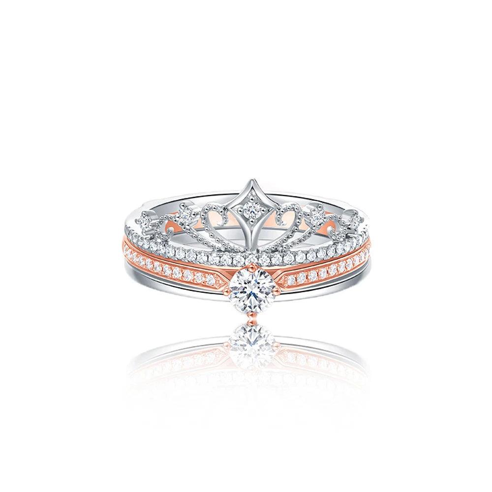 Dazzling VVS1 D Colour 0.3CT Moissanite Diamonds Engagement Wedding Crown Rings - 925 Silver GRA Certified Jewellery