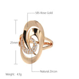 Unusual Rolled 14K Rose Gold Minimalist Geometry AAA Zircon Diamonds Rings - Fine Fashion Jewellery