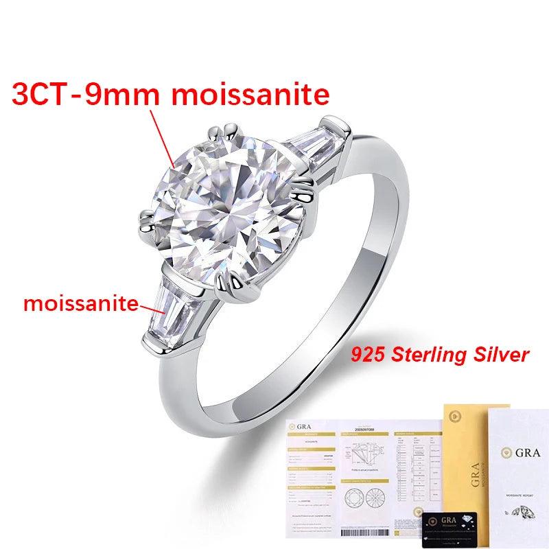 Three Stones 1/3Carat Moissanite Diamonds Rings Silver Engagement Wedding Band Fine Jewellery with GRA Certificate