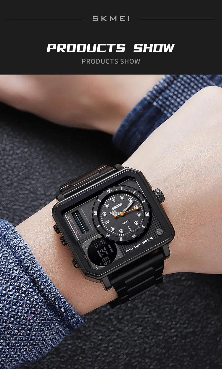 Trendsetter Casual 2 Display Chrono Hipster Waterproof Steel Bracelet Back Light Analog Digital Sport Watches - The Jewellery Supermarket