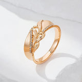 Unique Rolled 14K Rose Gold Fashion Shiny AAA Zircon Diamonds Wide Big Rings - Ethnic Party Retro Jewellery