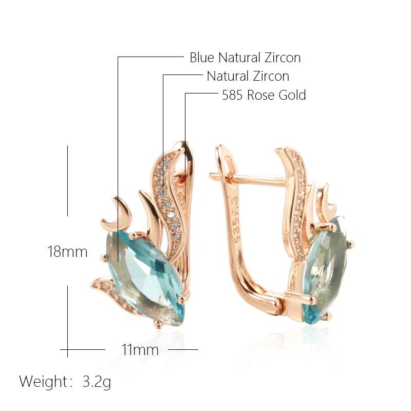 New Elegant 14K Filled Rose Gold AAA Blue Zircon Crystals Fashion Pattern Luxury Earrings - Party Fine Jewellery