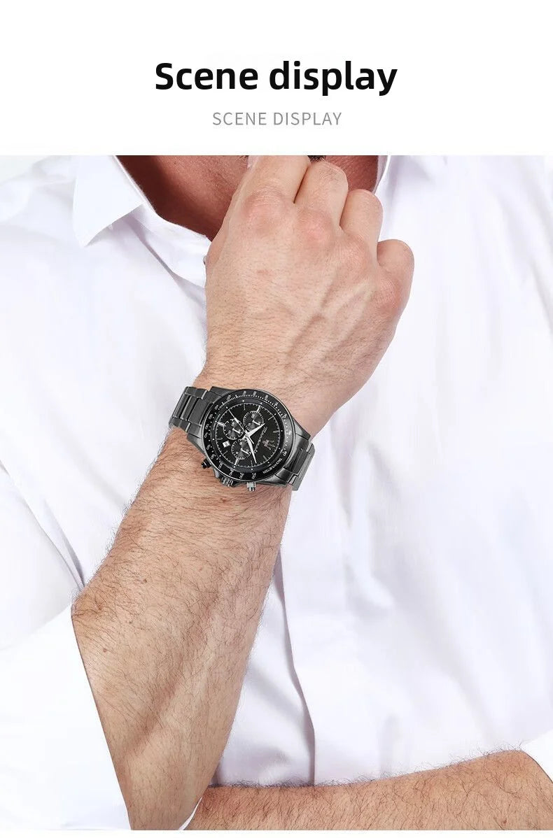 Original Luxury Maserati Men's Watch SFIDA Challenge Series Luxury Business Trendy Black Gold Steel Belt Watch