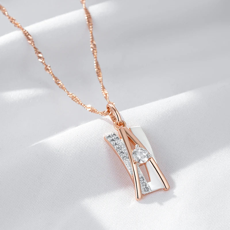 Luxury Personality 14K Filled Rose Gold AAA White Zircon Diamonds Gold and Silver Colour Necklace Fine Jewellery