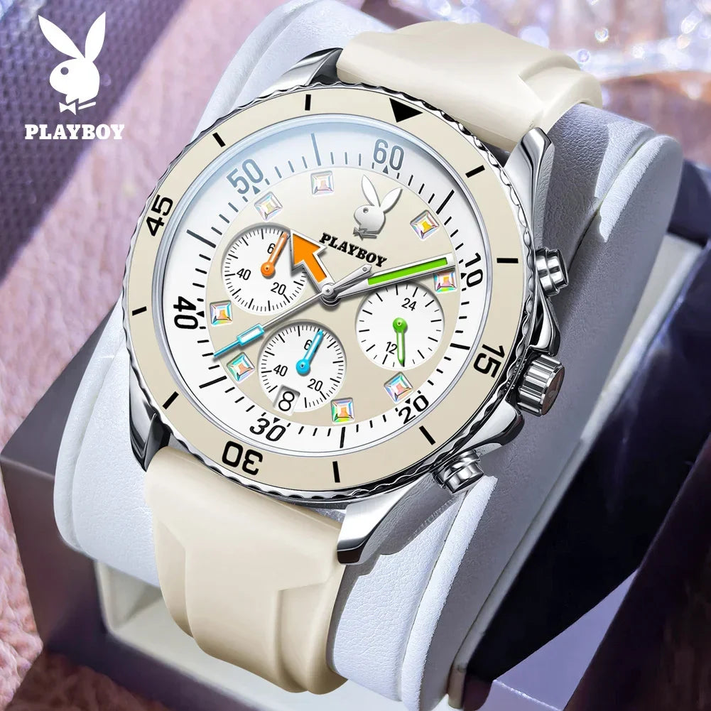 Stunning Top Brand Fashion Trend Elegant Original Silicone Strap Waterproof  Multifunction Quartz Wrist Watches