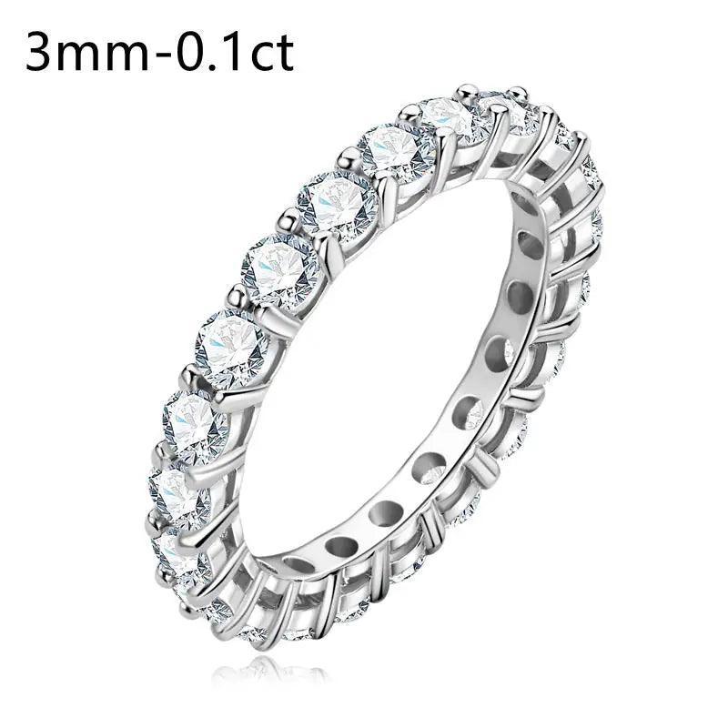 Luxury 3mm 0.1CT 5mm 0.5CT Moissanite Diamonds Eternity Rings - Silver Wedding Engagement Fine Jewellery - The Jewellery Supermarket
