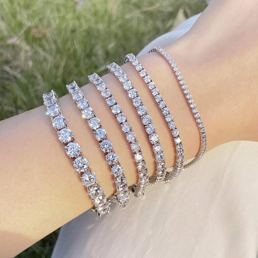Terrific 18KGP GRA Certified VVS1 Full Moissanite Diamonds Tennis Bracelet - Silver Bracelet Fine Jewellery - The Jewellery Supermarket