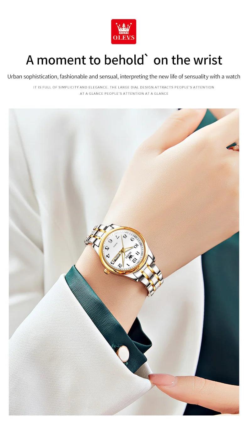 New Original Luxury Brand Stainless Steel Waterproof Quartz Women's Watches- Elegant Date Gift for Ladies
