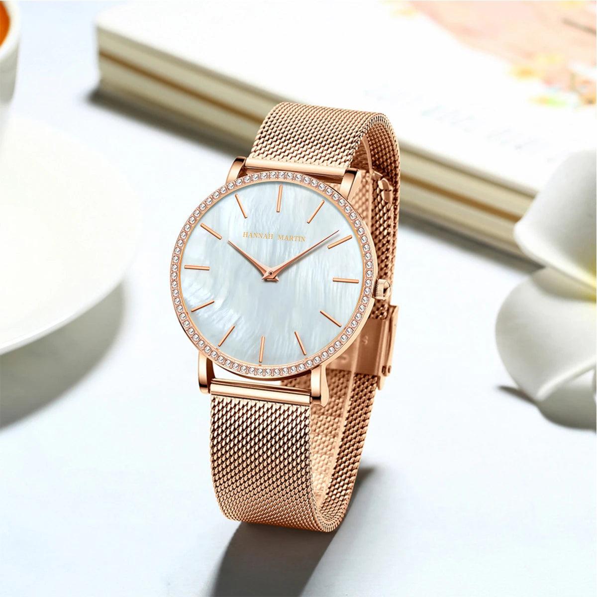 Luxury Elegant Women Watch Rhinestone Stainless Steel Fashion Japanese Quartz Movement Waterproof Ladies Wristwatches