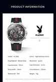 PLAYBOY Casual Quartz Luxury Sports Luminous Waterproof Fashion High-end Silicone Strap Men's Wristwatch
