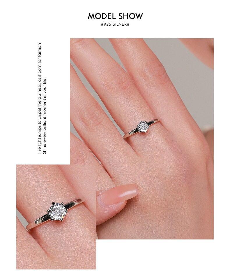 Authentic Sterling Silver Charm Simple Round Clear AAAA Simulated Diamond Rings - Fine Statement Jewellery - The Jewellery Supermarket
