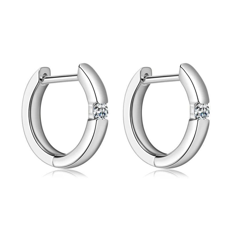 New Design 14KGP Moissanite Diamonds Hoop Earrings 2.0mm VVS1 Fine Jewellery - Silver Earrings for Women Men - The Jewellery Supermarket