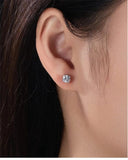 Splendid D Colour VVS1 0.5ct 1ct 2ct Moissanite Diamonds Screw Back Four Claws Earrings Silver Fine Jewellery - The Jewellery Supermarket
