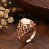 Marvelous Classic Simple Weaving Glossy 14K Filled Rose Gold Big Rings for Women  Ethnic Wedding Jewellery