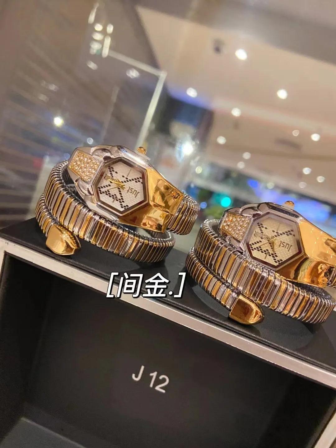 Cavalli Brand Fashion Snake Head Casual High-end Steel Quartz Zircon Diamonds Snake Shape Ladies Watches