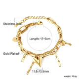 Fashion Star Heart Charm Layered Bracelets For Women -  Stainless Steel Paperclip Cuban Link Chain Jewellery - The Jewellery Supermarket