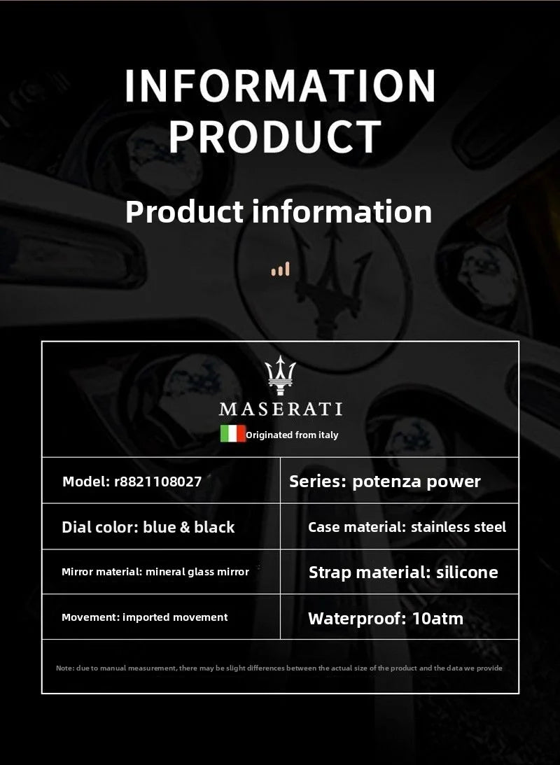 Maserati Mechanical Watch POTENZA Power Series Trident Fashion Mechanical Exquisite European American Watch