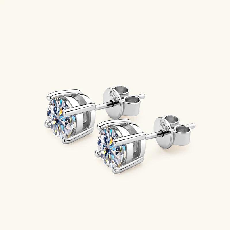 18KGP 6.5mm 3.0cttw D Colour Moissanite Diamonds Fine Jewellery Set - Silver Stud Earrings Necklace for Special Occasions - The Jewellery Supermarket