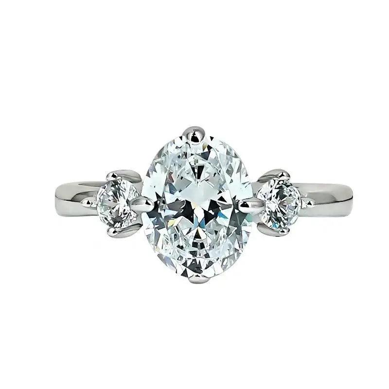 Exquisite GRA Certified 2CT Oval Cut Moissanite Diamonds Engagement Wedding Ladies Rings 925 Silver Fine Jewellery