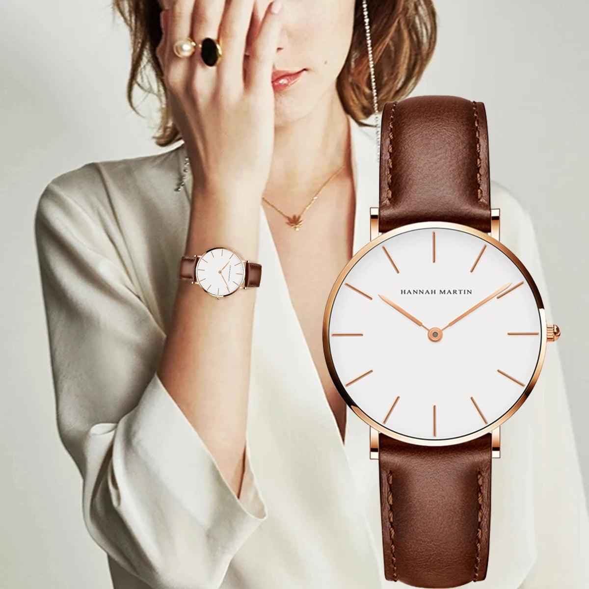 New Arrival Minimalist Style Ultra Thin Dial Elegant Ladies Watch Leather Strap Women's Dress Wristwatches