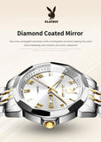PLAYBOY Fashion Luxury High Quality Original Stainless Steel Waterproof Dual Calendar Luminous Quartz Men Watch