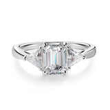 Fabulous Radiant Cut 3ct Full Moissante Diamonds Wedding Engagement Rings - Certified Plated Platinum Silver Rings