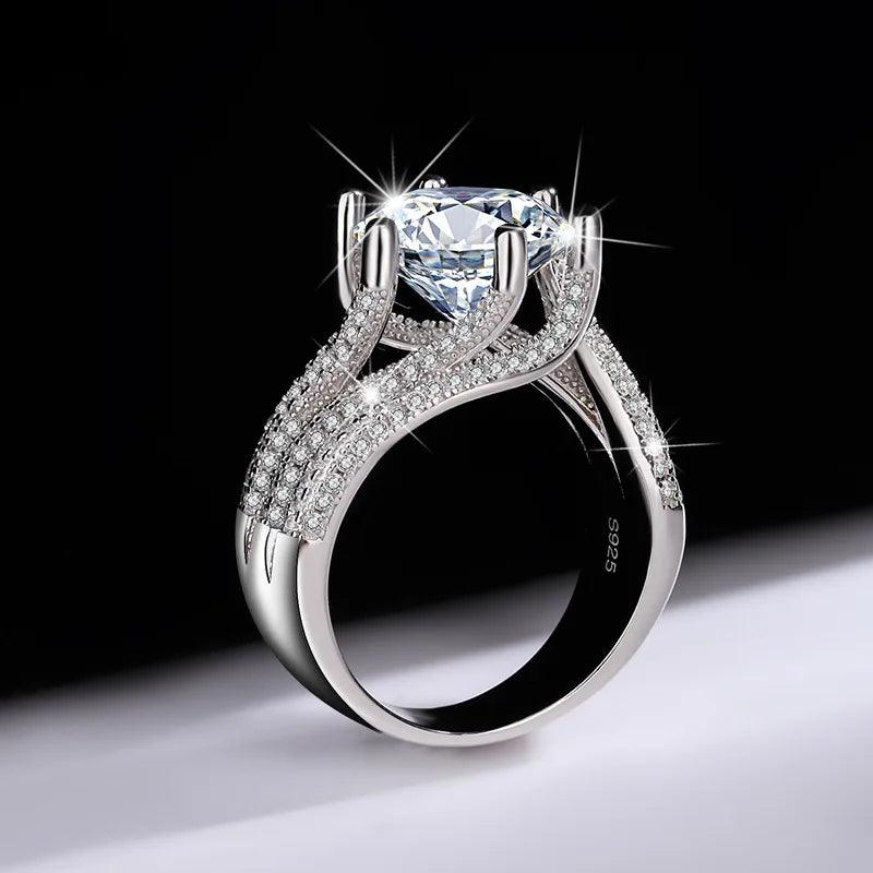 5 Carat Moissanite Eternity Ring - Fashion Trend Temperament Design Light Luxury Niche 925 Sterling Silver Jewellery