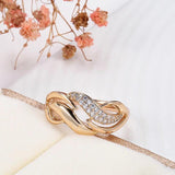 Latest Luxury Rolled 14K Rose Gold Geometry Rings For Women with Shiny AAA Zircon Diamonds, Ethnic Jewellery