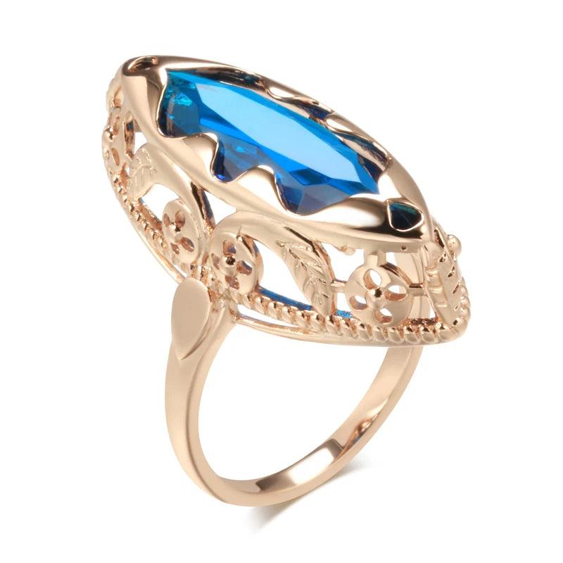 Awesome Horse Eye Design Filled 14K Rose Gold AAA Zircon Crystal Unique Ethnic Rings for Women Daily Fine Jewellery