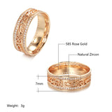 Luxury Rolled 14K Rose Gold Bride Wedding Rings For Women with AAA Zircon Diamonds - Ethnic Fine Jewellery