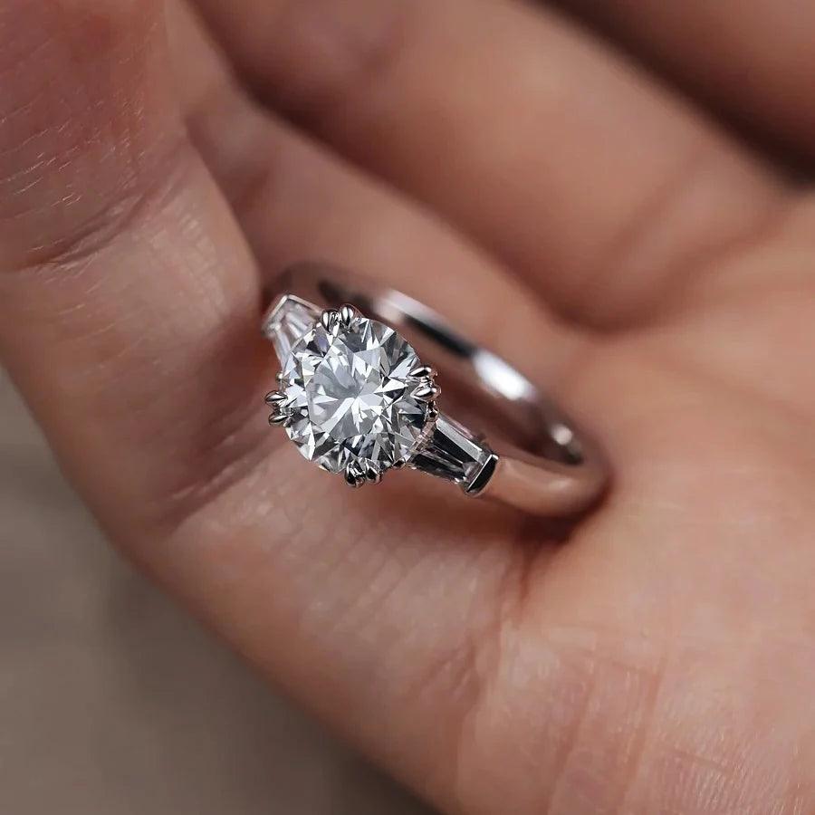 Three Stones 1/3Carat Moissanite Diamonds Rings Silver Engagement Wedding Band Fine Jewellery with GRA Certificate