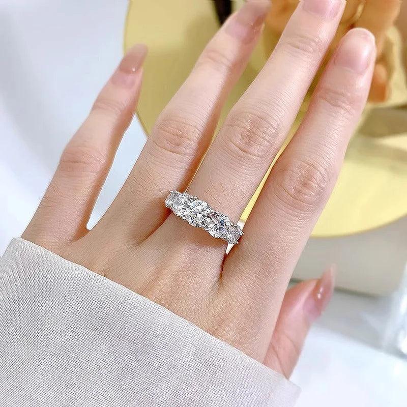 Fabulous 5 Stones 3.6cttw GRA Certified Moissanite Diamonds Eternity Rings Silver Wedding Engagement Fine Jewellery