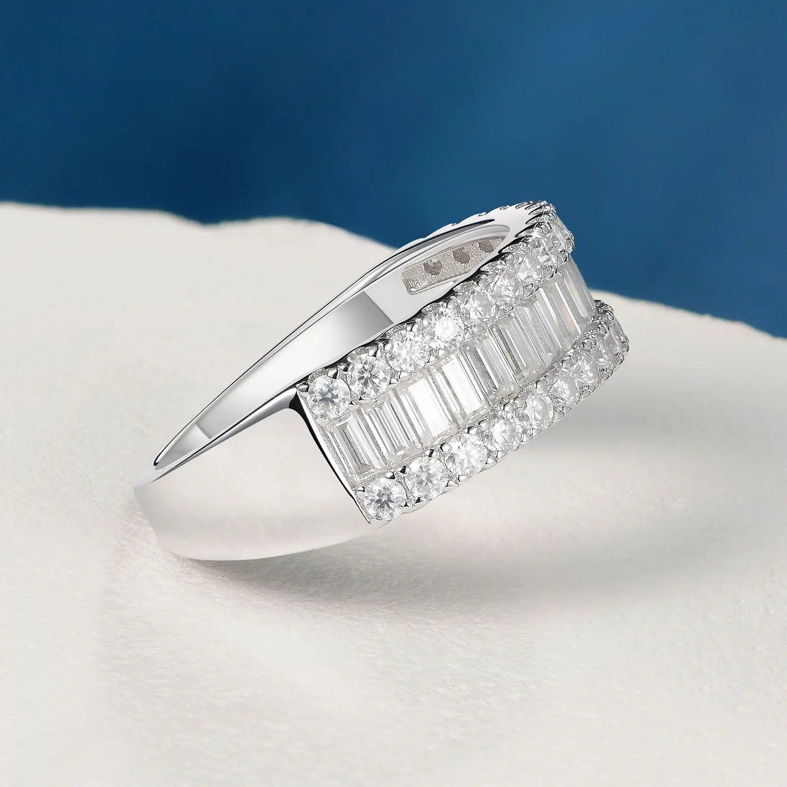 Amazing D Colour Moissanite Diamonds Half Eternit Rings for Women 925 Silver Wedding Engagement Stunning Jewellery