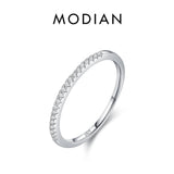 Sterling Silver Exquisite Slim Stackable Rings Clear AAAA Simulated Gradient Pink Blue Crystal Ring Fine Jewellery - The Jewellery Supermarket