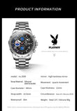 PLAYBOY High Quality Multifunction Best Selling Original Luxury Waterproof Fashion Business Quartz Wrist Watches