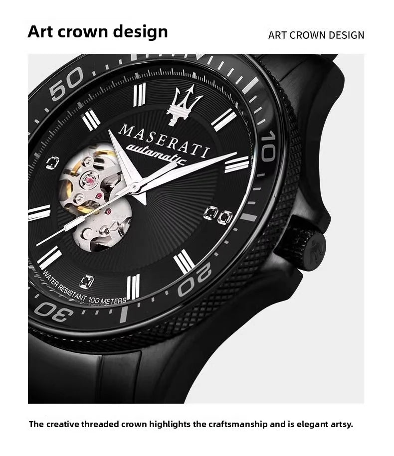 Maserati Hollowed Out automatic Mechanical Watch Europe and the United States Big Dial Leisure Business Wrist Watch