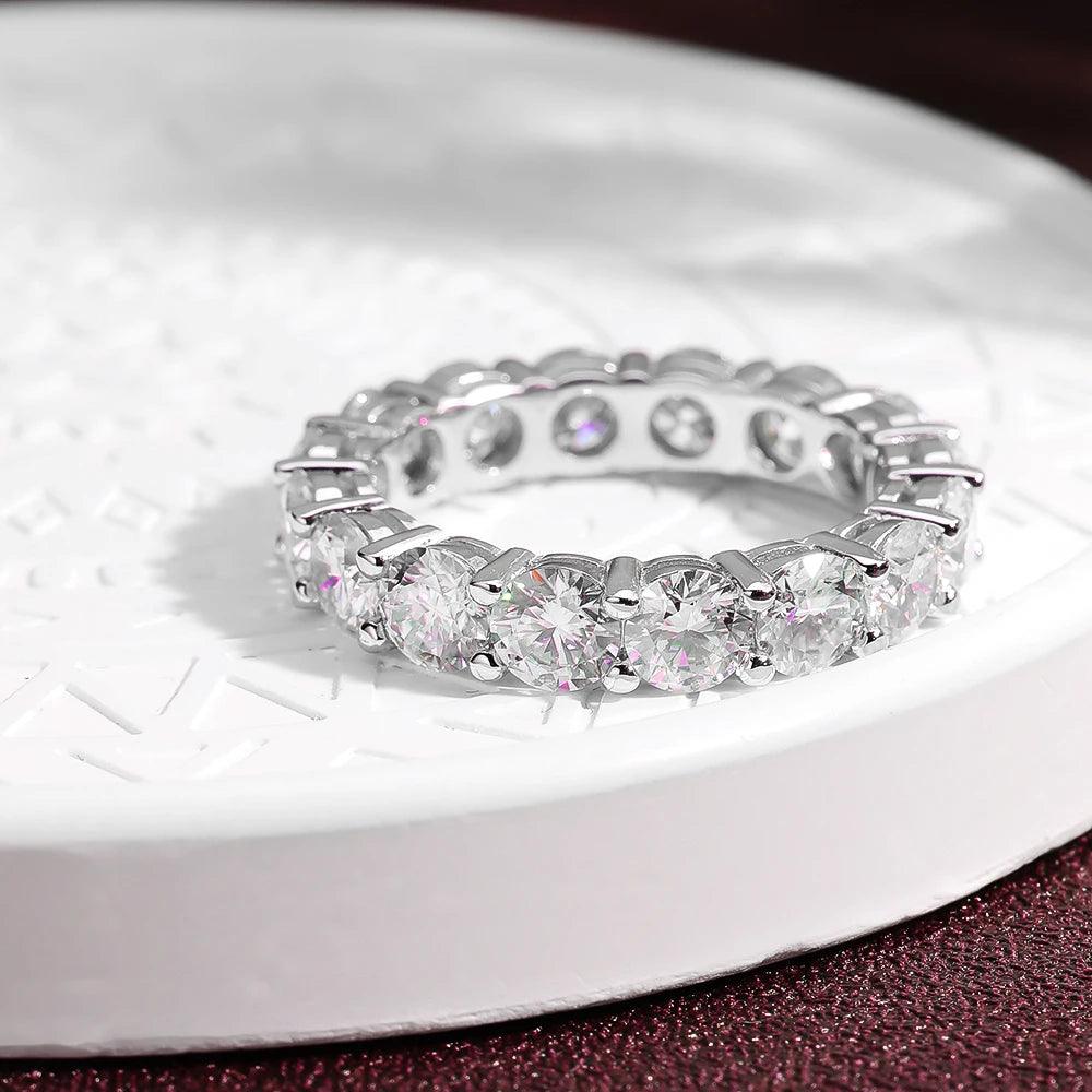 Super D Colour VVS1 3/5mm Moissanite Diamonds Eternity Ladies Wedding Eternity Rings S925 Silver Jewellery with GRA