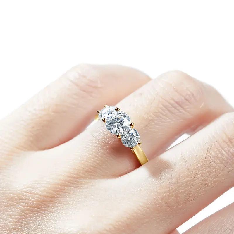 Amazing Round Cut Three Stone D Colour VVS1 Moissanite Engagement Wedding Rings - Sterling Silver Fine Jewellery